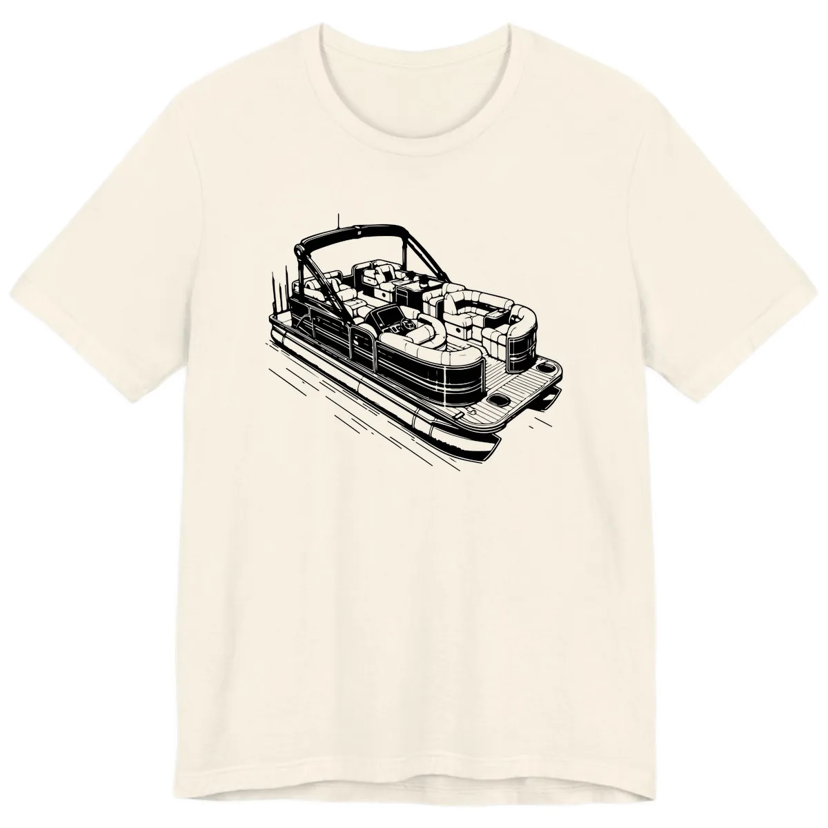 Pontoon Boat Interior Illustration Premium T-Shirt in Natural