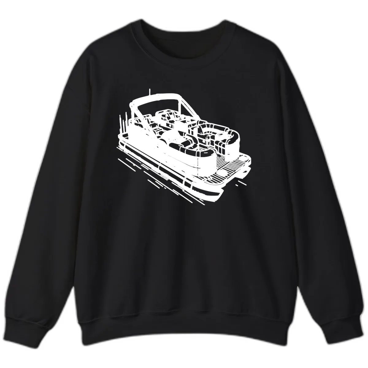 Pontoon Boat Interior Illustration Sweatshirt in Black