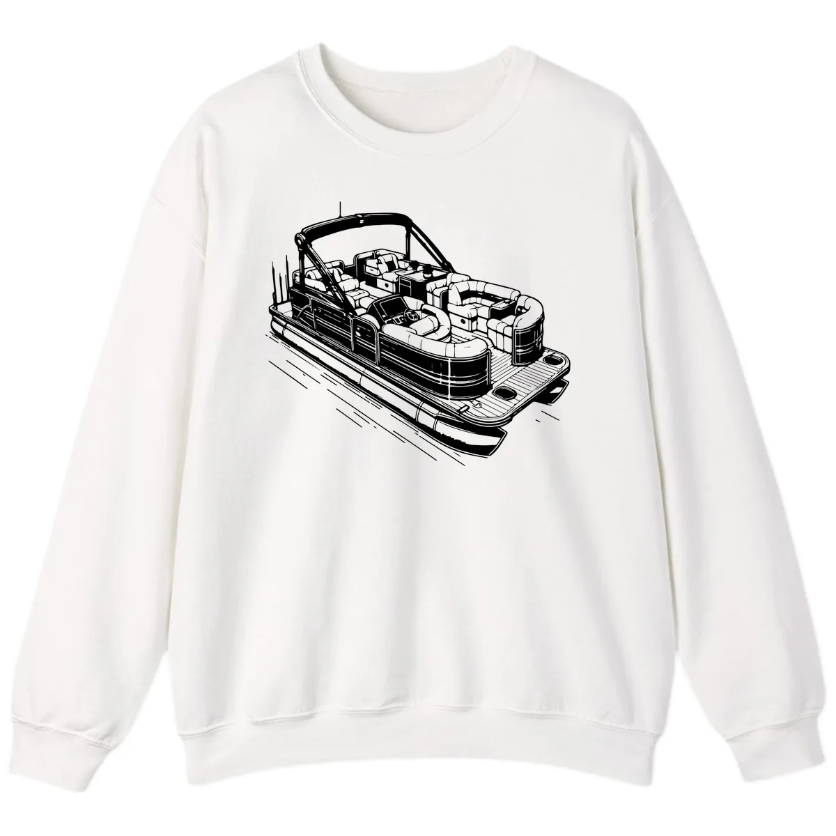 Pontoon Boat Interior Illustration Sweatshirt in White