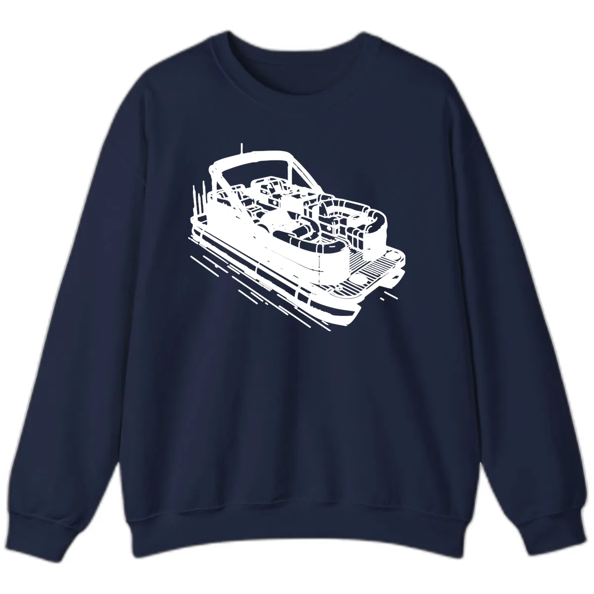 Pontoon Boat Interior Illustration Sweatshirt in Navy