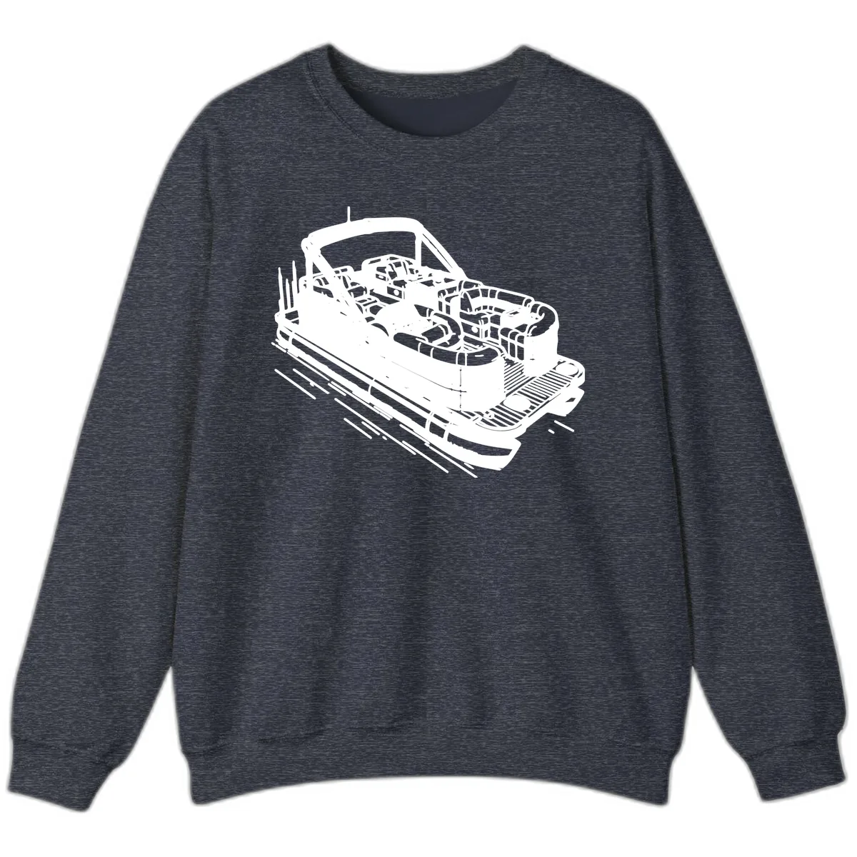 Pontoon Boat Interior Illustration Sweatshirt in Heather Sport Dark Navy