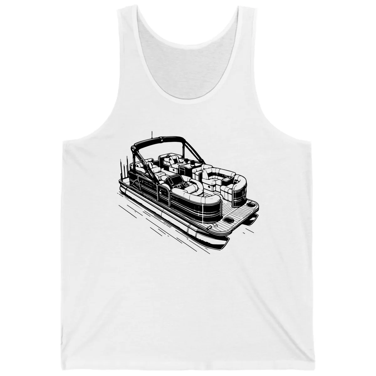 Pontoon Boat Interior Illustration Tank in White