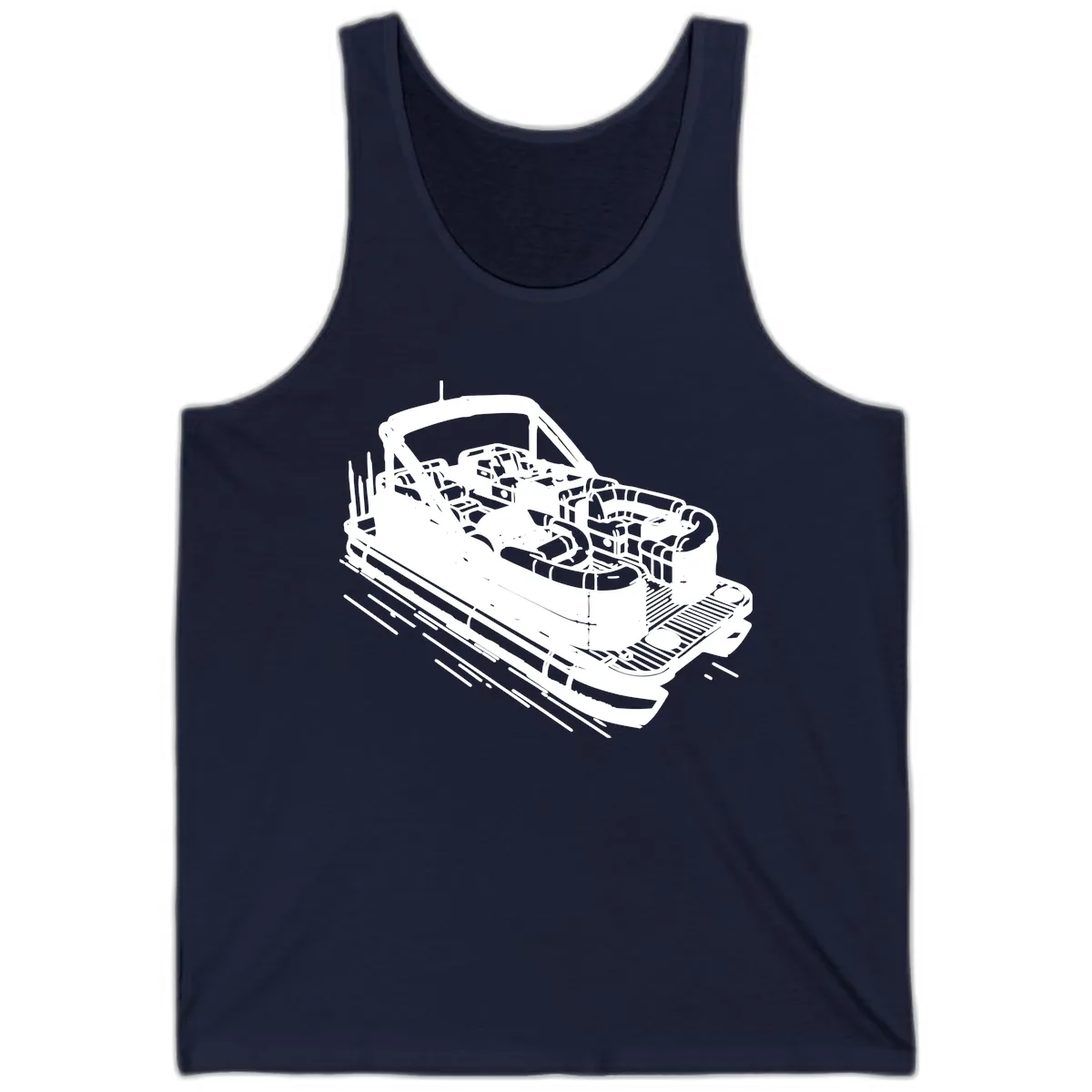 Pontoon Boat Interior Illustration Tank in Navy