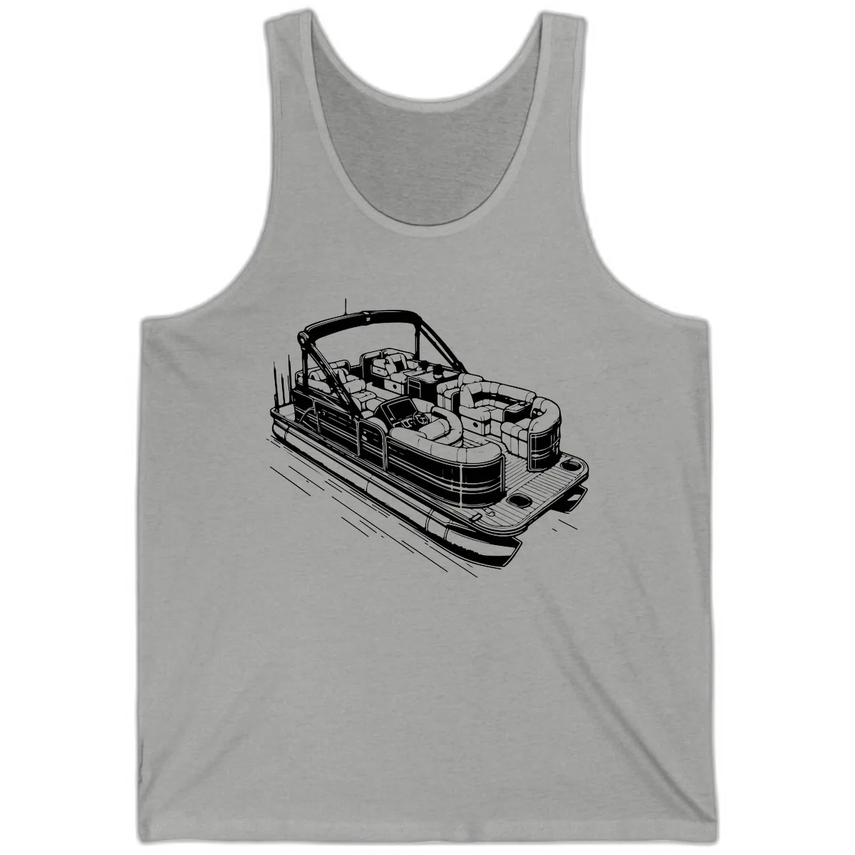 Pontoon Boat Interior Illustration Tank in Athletic Heather