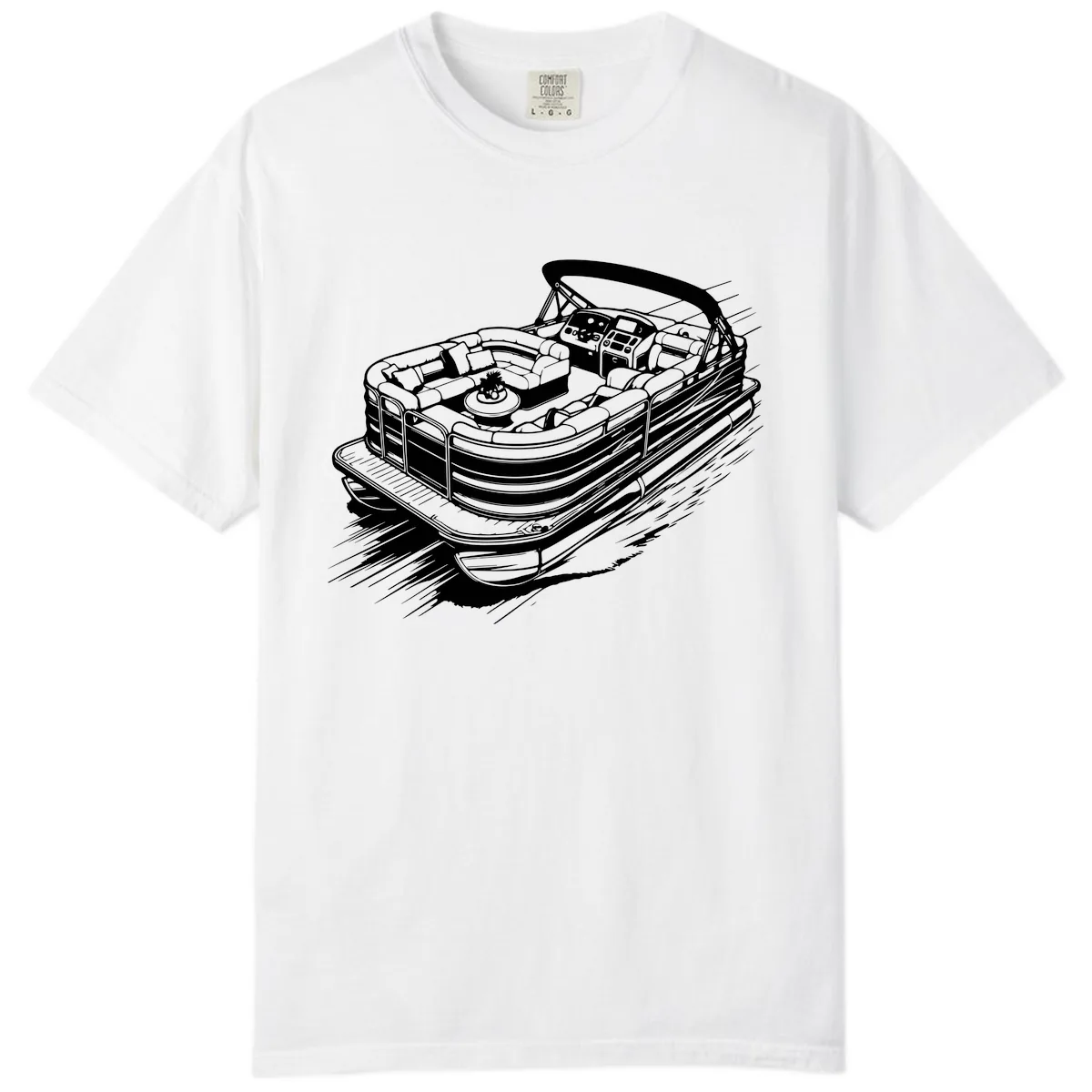 Pontoon Boat Adventure Illustration Comfort Color in White