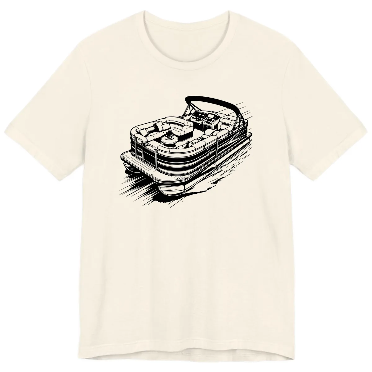 Pontoon Boat Adventure Illustration Premium T-Shirt in Natural