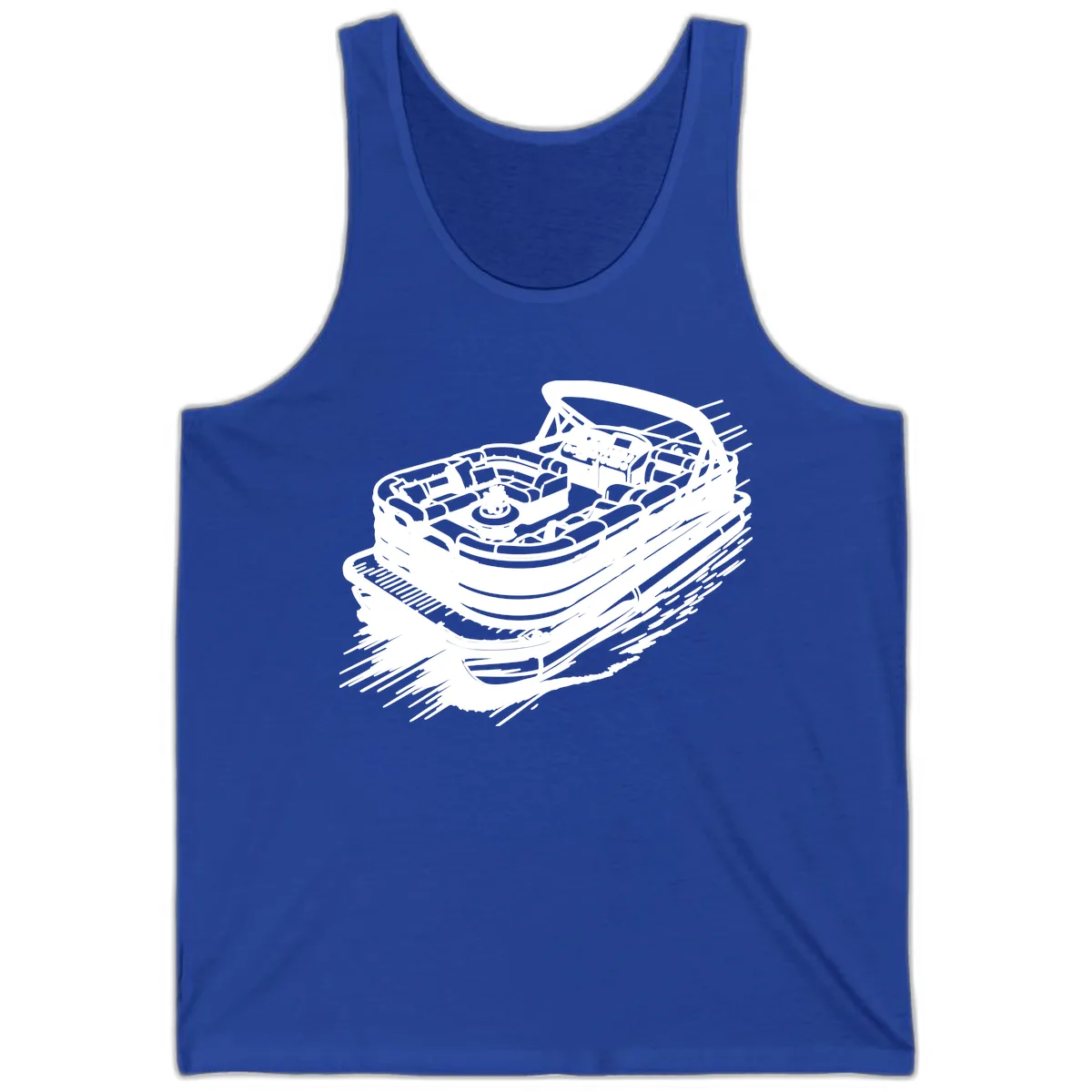 Pontoon Boat Adventure Illustration Tank in True Royal