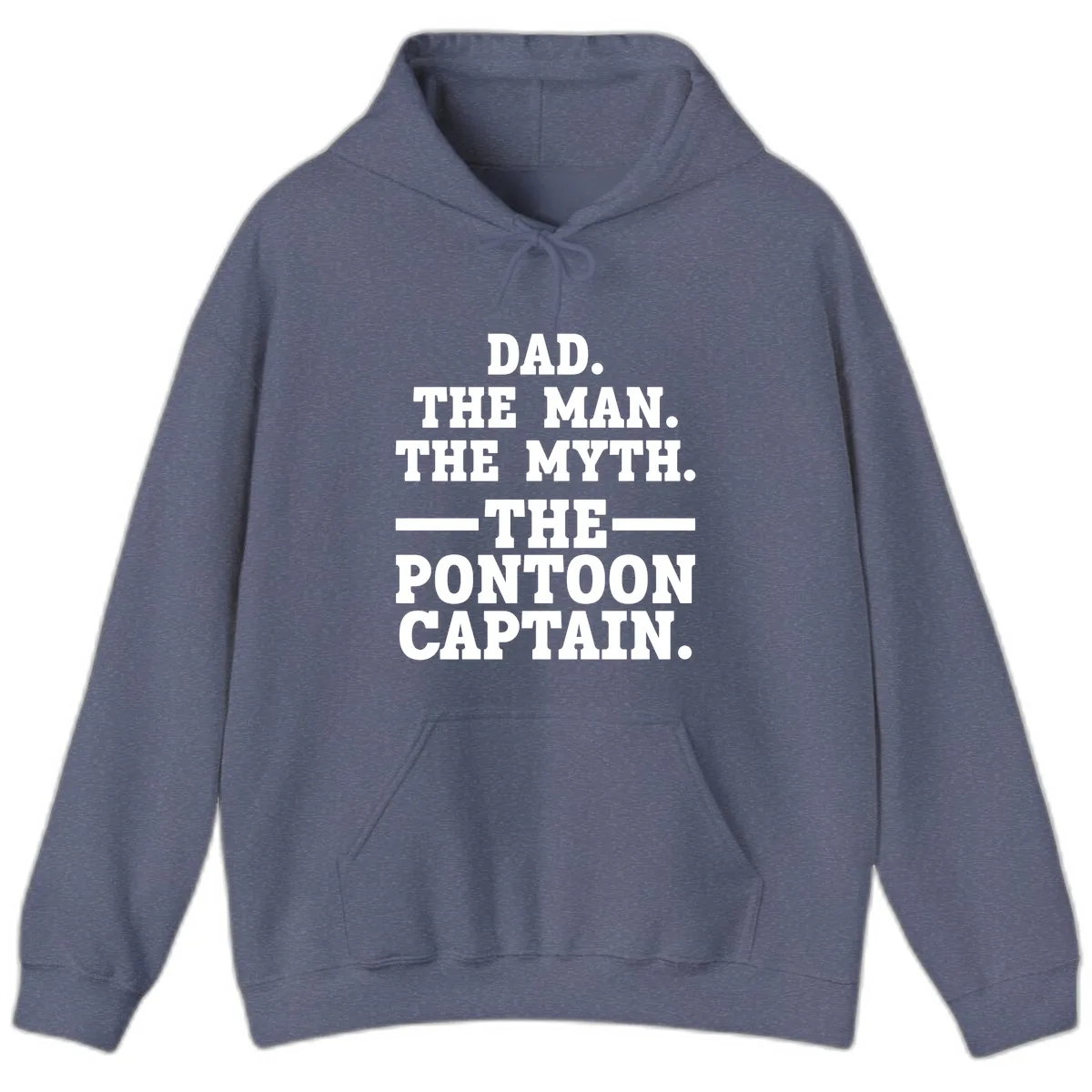Dad The Man The Myth The Pontoon Captain Hoodie in Heather Navy