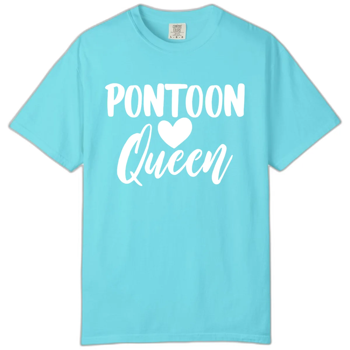 Pontoon Queen Heart Design Comfort Color in Lagoon Blue