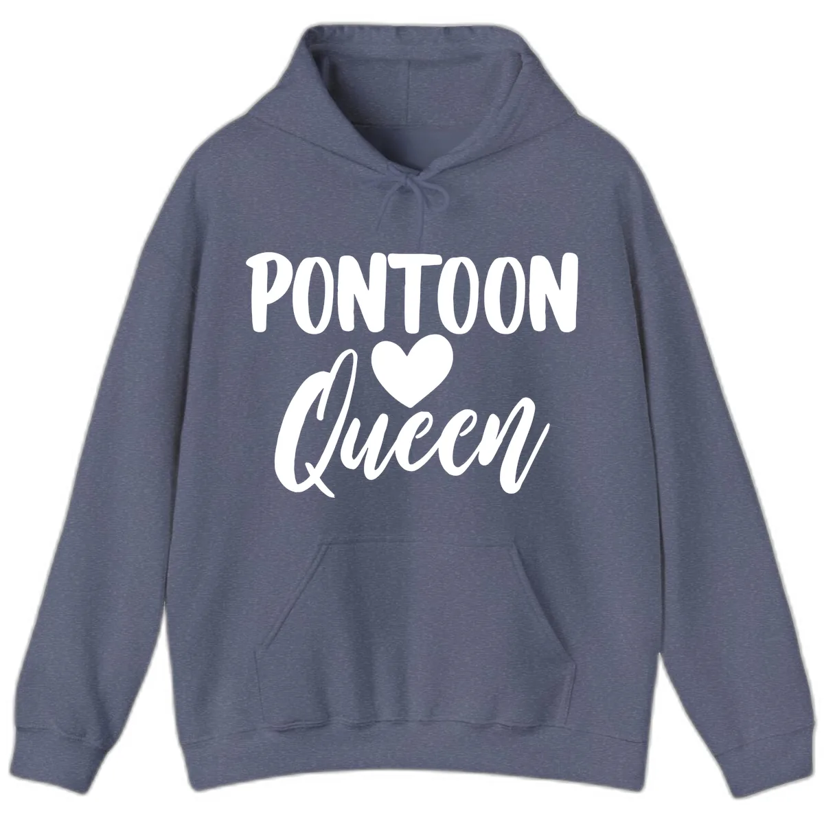Pontoon Queen Heart Design Hoodie in Heather Navy