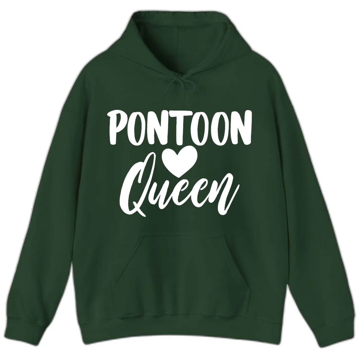 Pontoon Queen Heart Design Hoodie in Forest Green