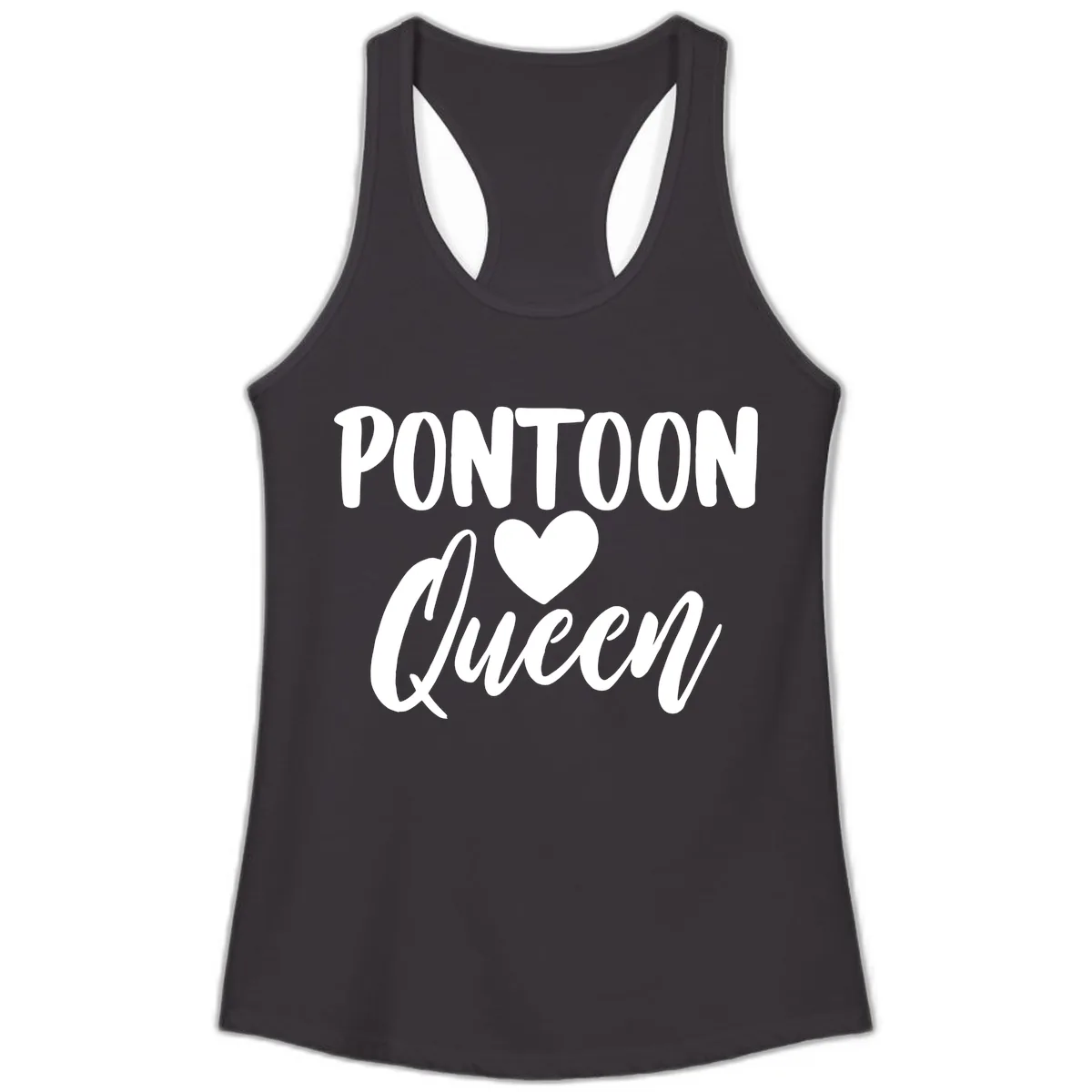 Pontoon Queen Heart Design Ladies Tank in Black