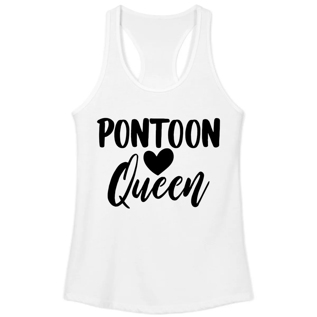 Pontoon Queen Heart Design Ladies Tank in White