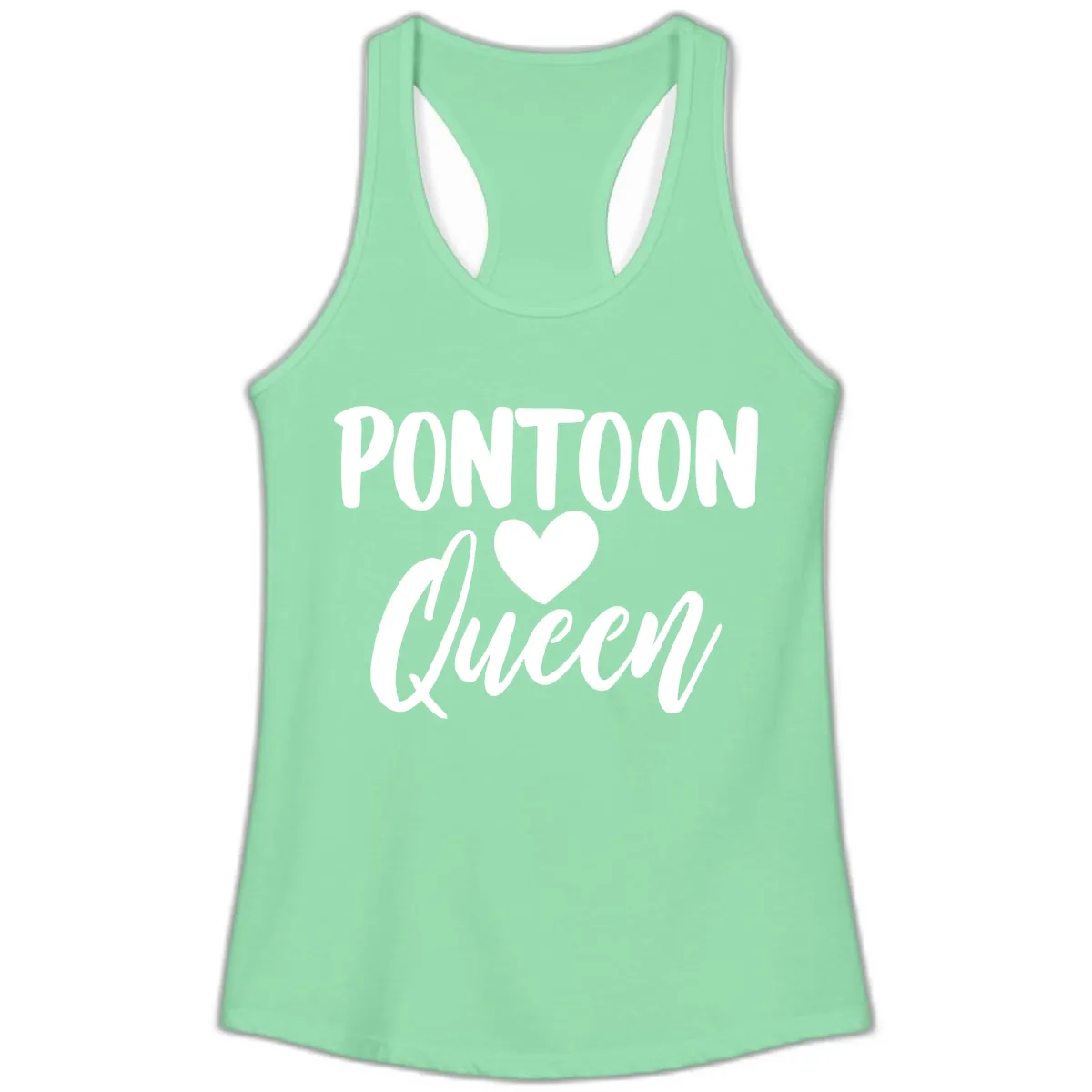 Pontoon Queen Heart Design Ladies Tank in Solid Mint