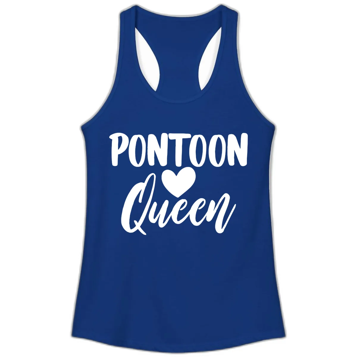 Pontoon Queen Heart Design Ladies Tank in Solid Royal