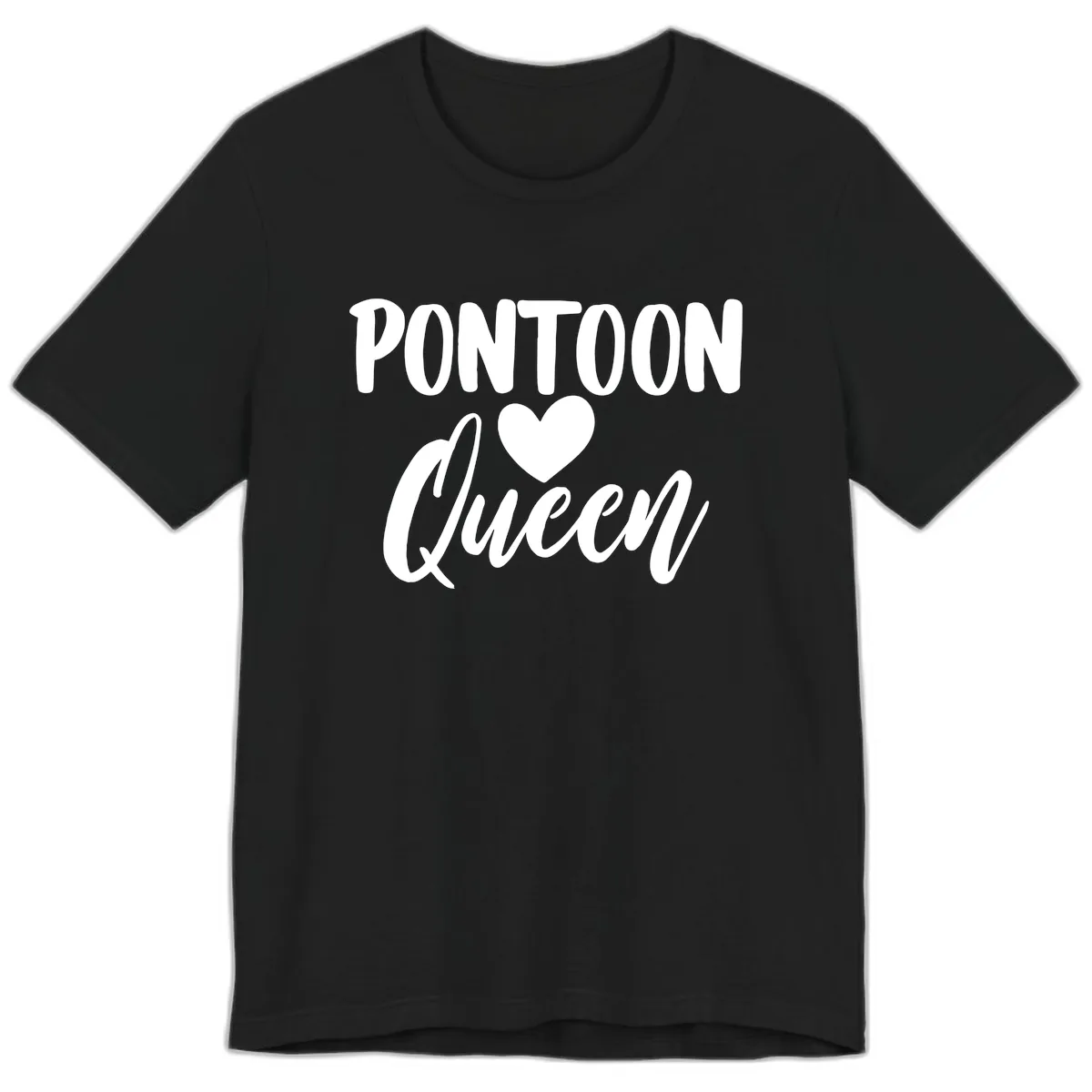 Pontoon Queen Heart Design Premium T-Shirt in Black
