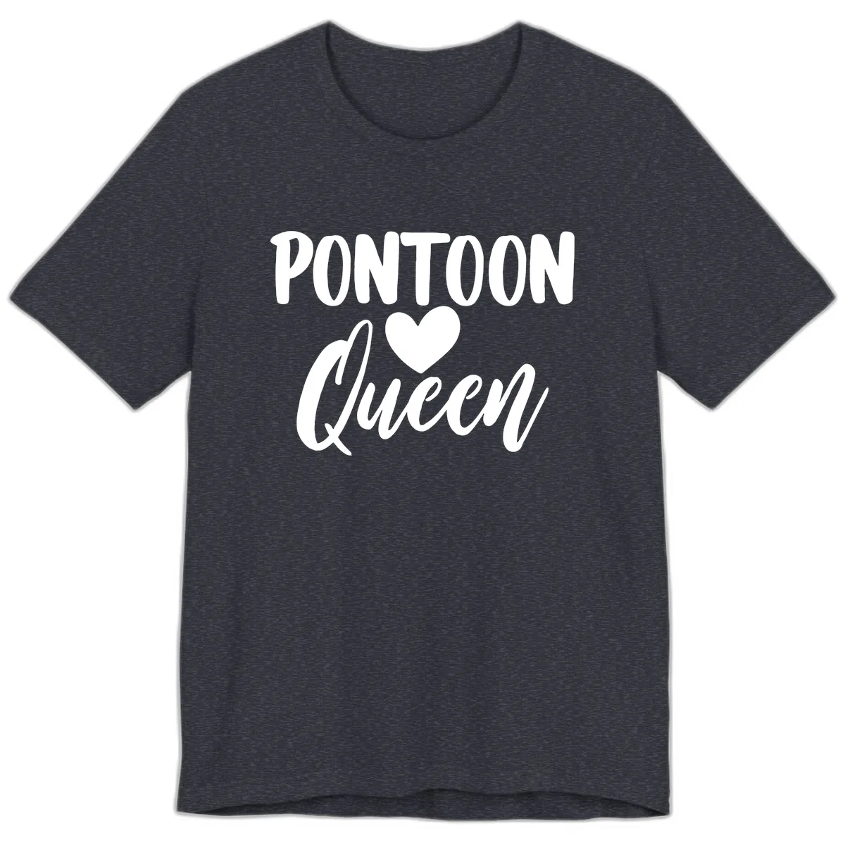 Pontoon Queen Heart Design Premium T-Shirt in Heather Navy