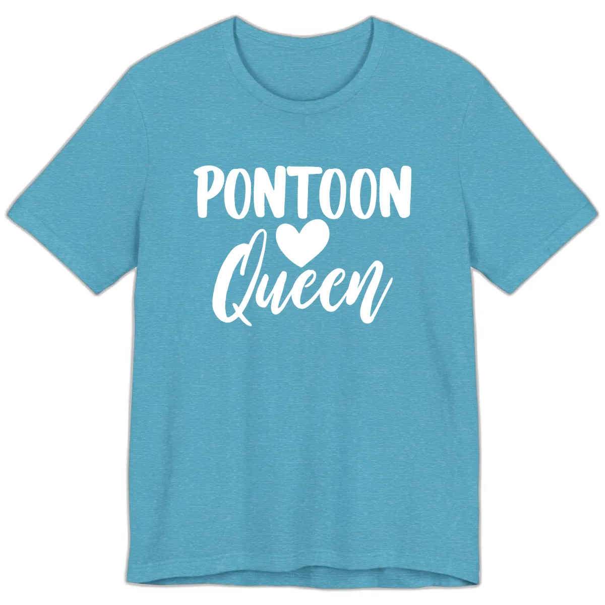 Pontoon Queen Heart Design Premium T-Shirt in Heather Aqua