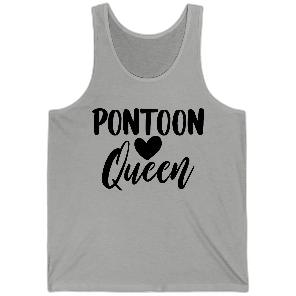 Pontoon Queen Heart Design Tank in Athletic Heather
