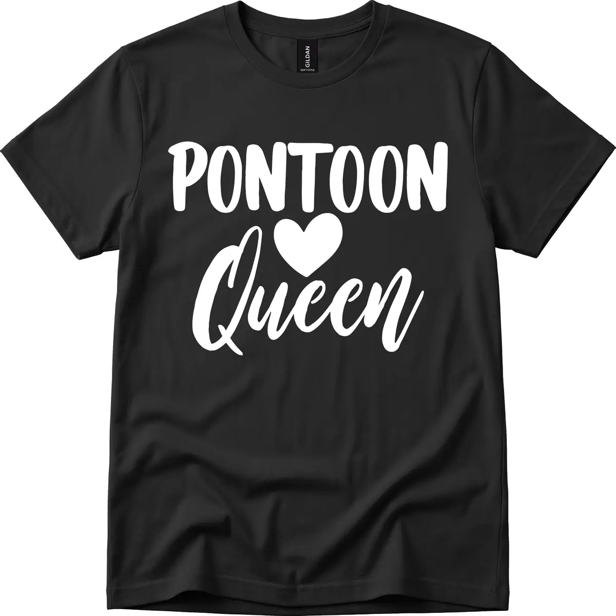 Pontoon Queen Heart Design T-Shirt in Black