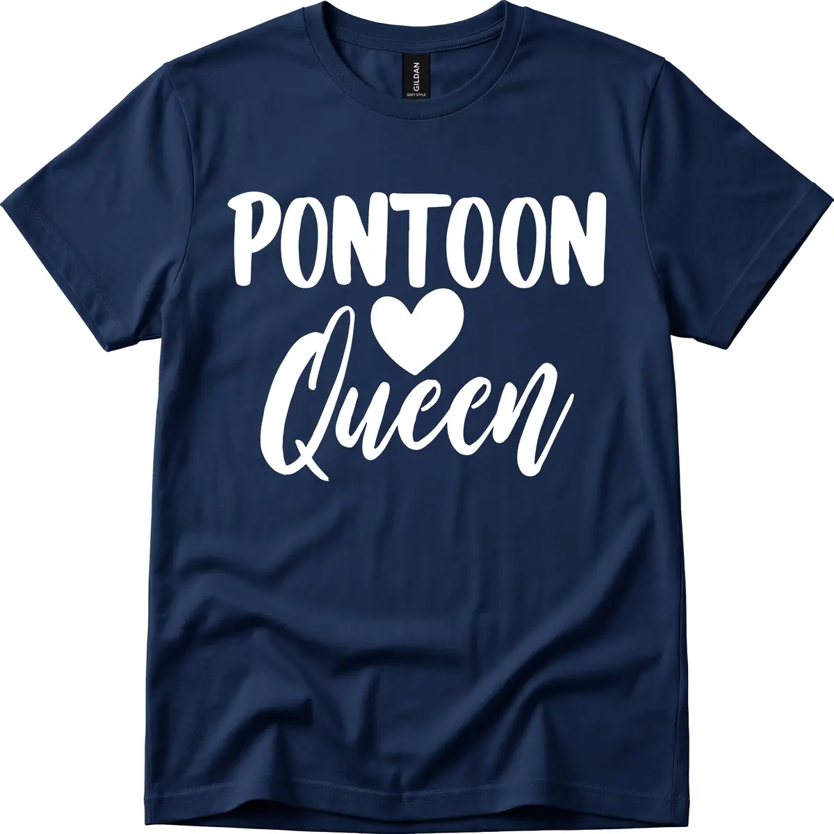 Pontoon Queen Heart Design T-Shirt in Navy
