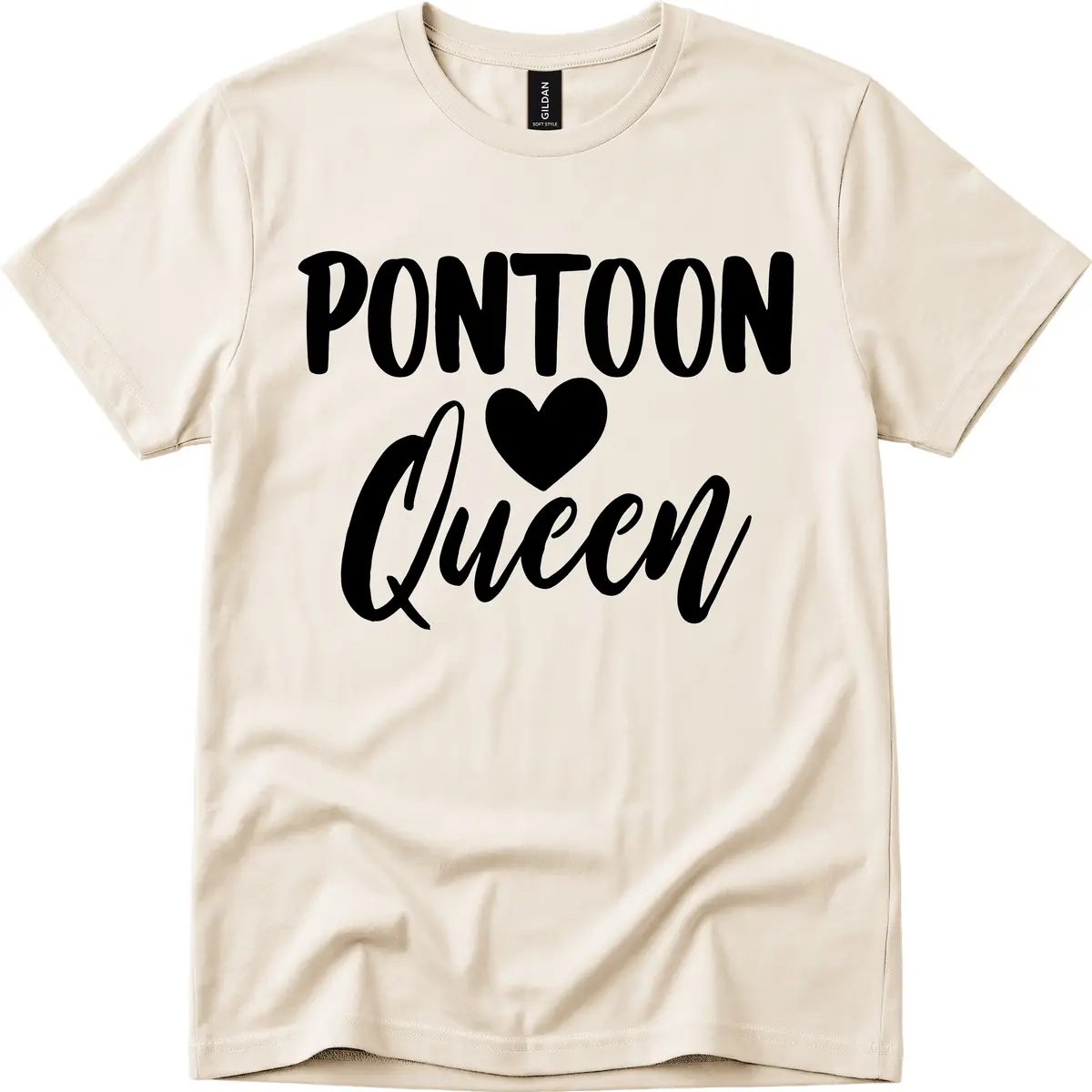 Pontoon Queen Heart Design T-Shirt in Natural