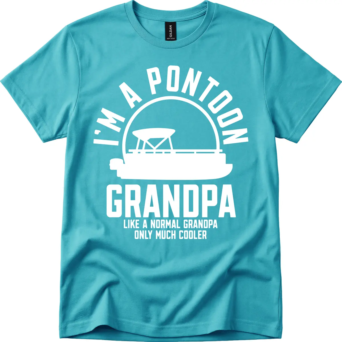 I'm A Pontoon Grandpa Like A Normal Grandpa T-Shirt in Tropical Blue