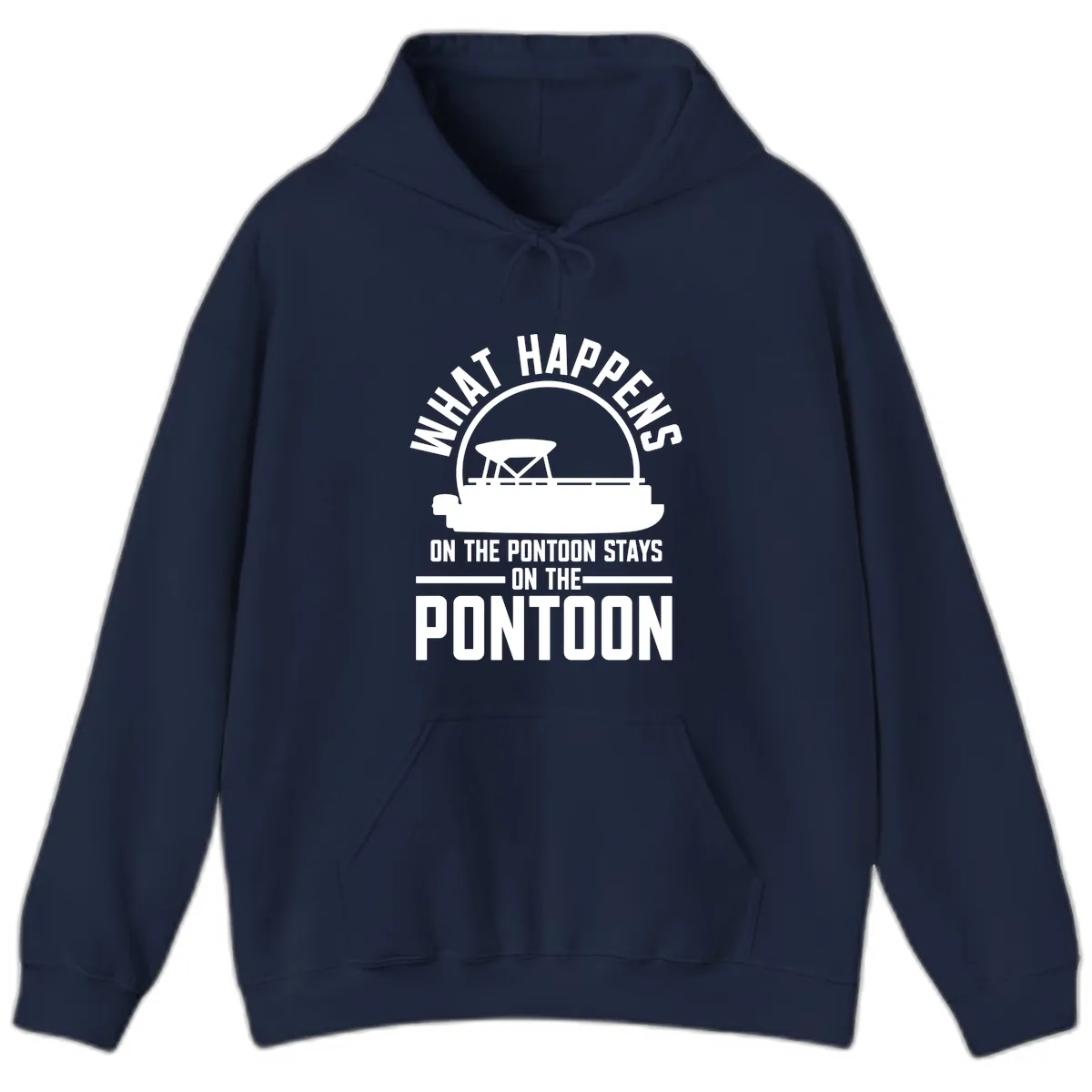 What Happens On The Pontoon Stays On The Pontoon Hoodie in Navy