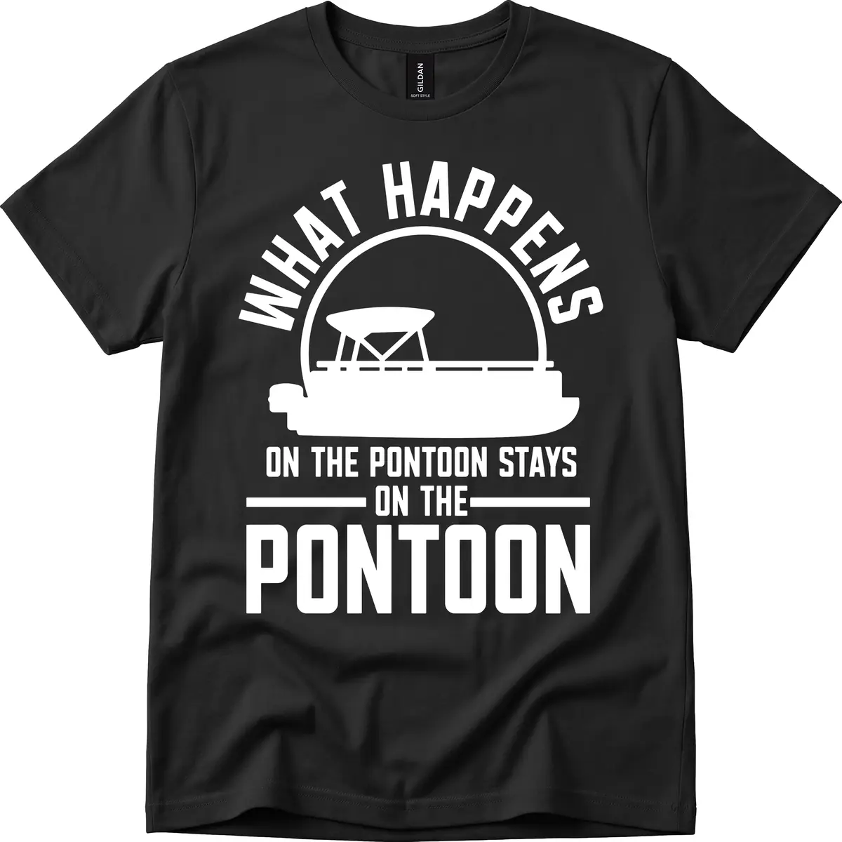 What Happens On The Pontoon Stays On The Pontoon T-Shirt in Black