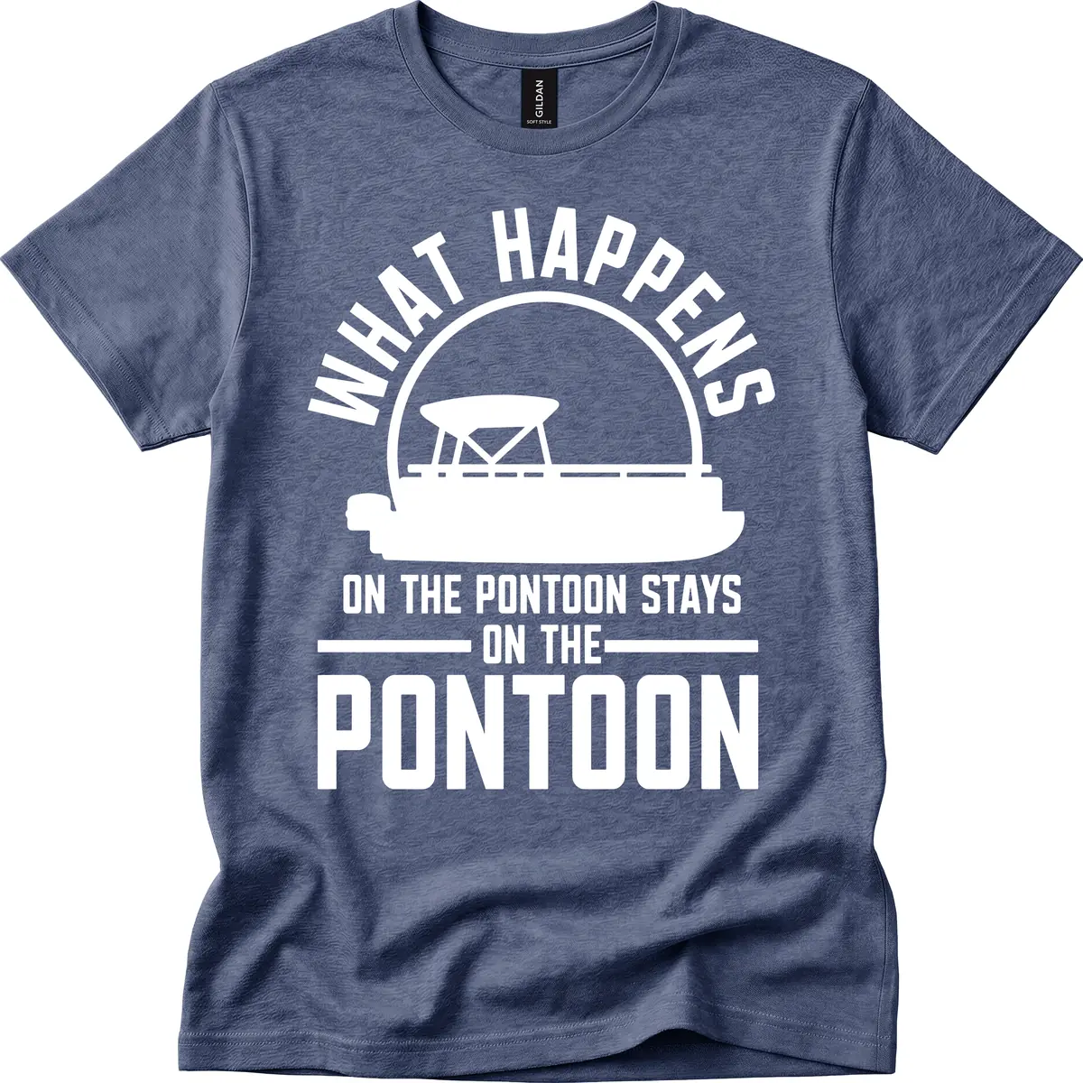 What Happens On The Pontoon Stays On The Pontoon T-Shirt in Heather Navy