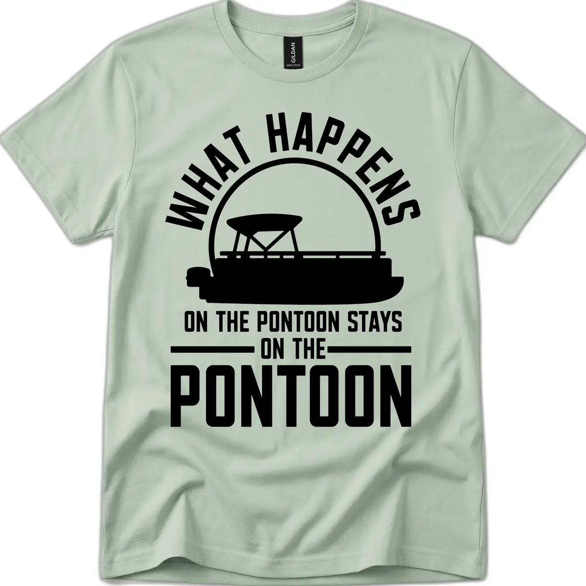 What Happens On The Pontoon Stays On The Pontoon T-Shirt in Sage