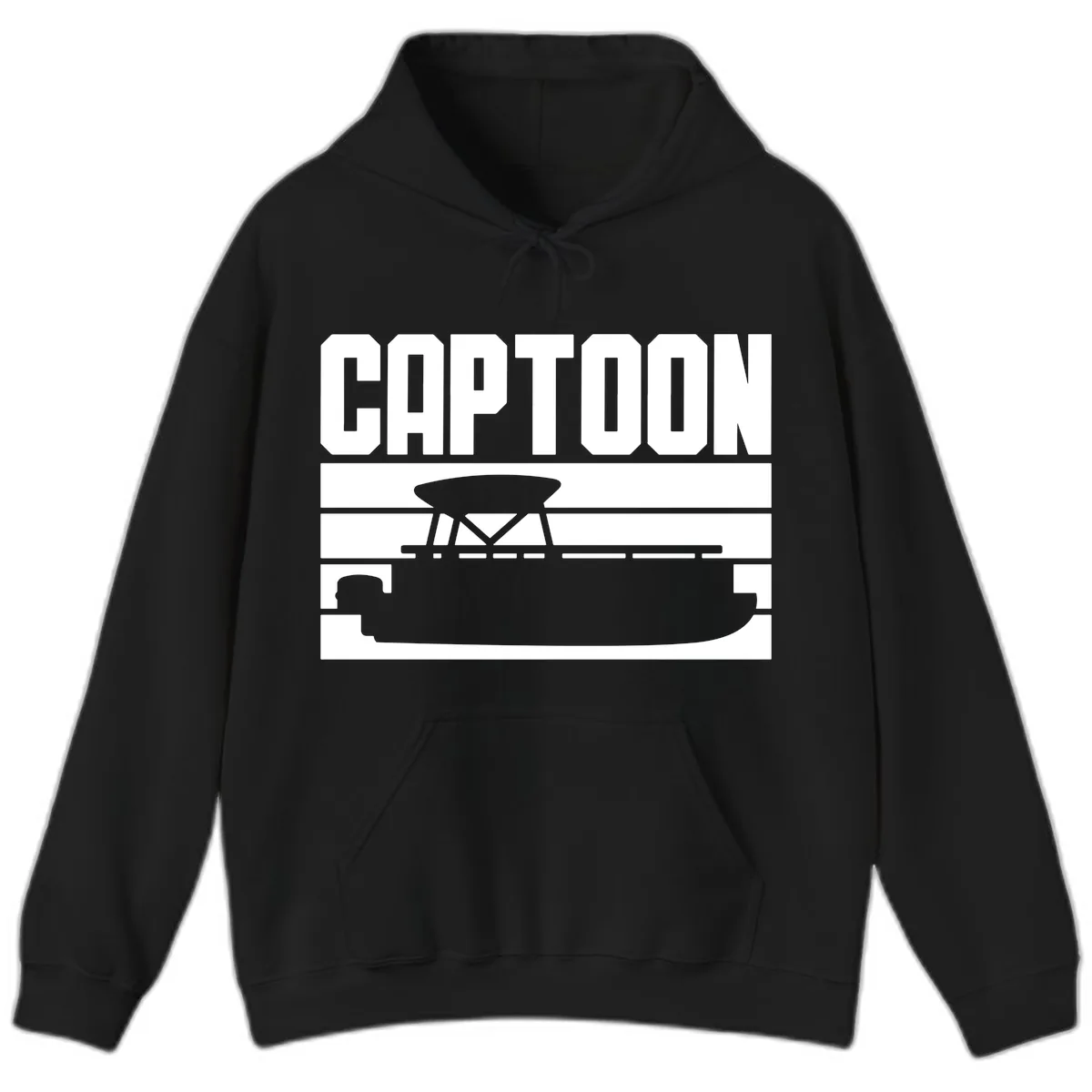 Pontoon Boat Captain Design Hoodie in Black