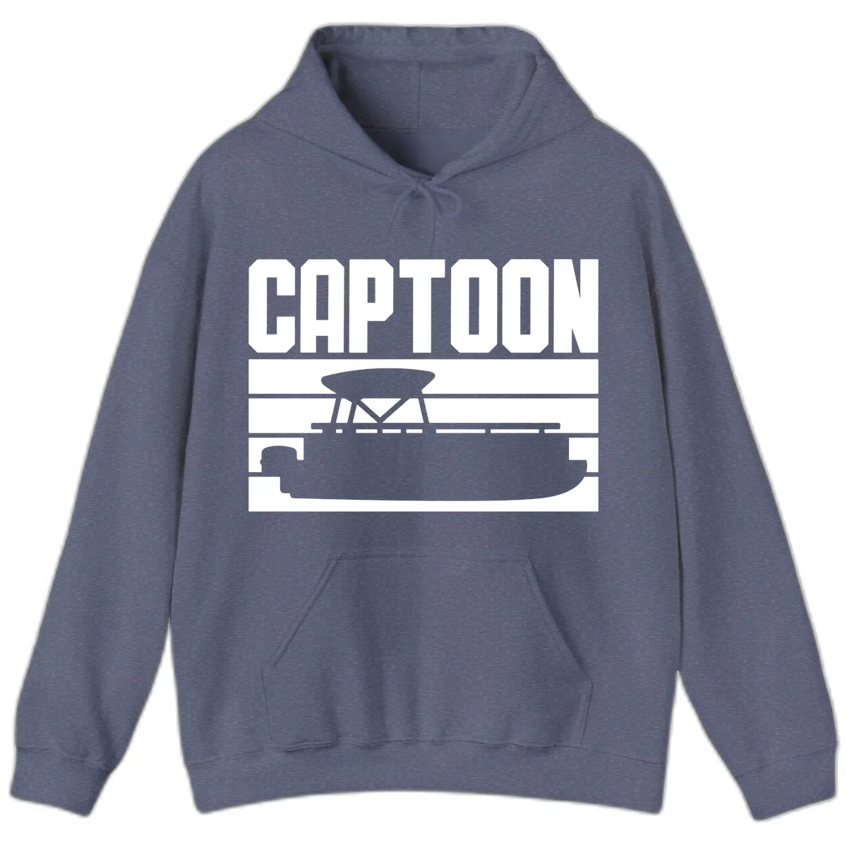Pontoon Boat Captain Design Hoodie in Heather Navy