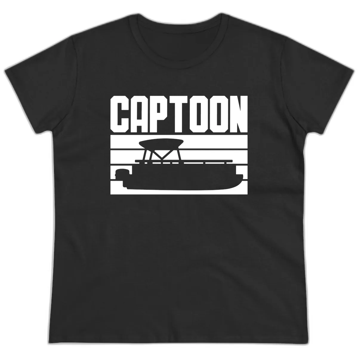 Pontoon Boat Captain Design Ladies Tee in Black