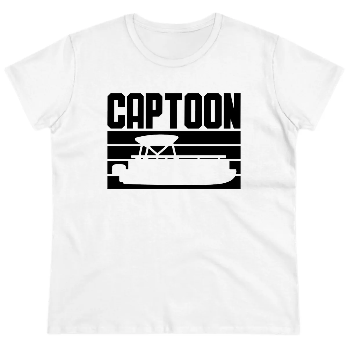 Pontoon Boat Captain Design Ladies Tee in White