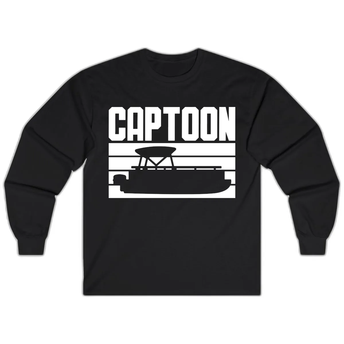 Pontoon Boat Captain Design Long Sleeve in Black