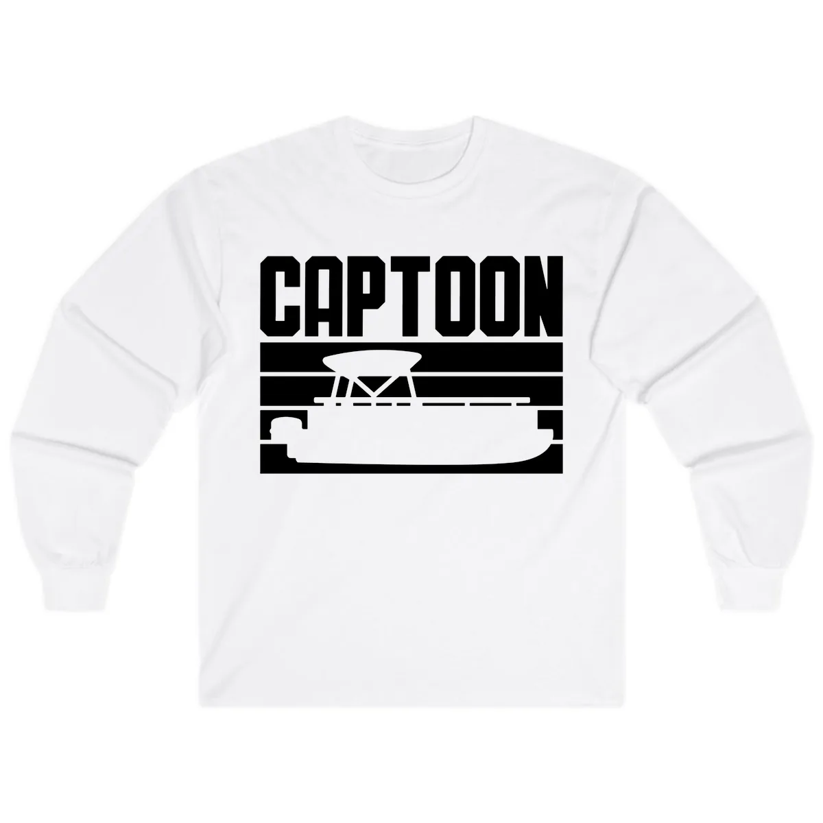 Pontoon Boat Captain Design Long Sleeve in White