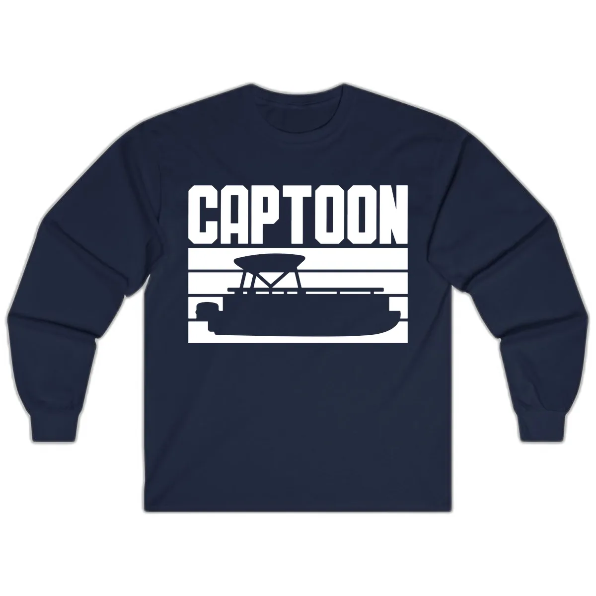 Pontoon Boat Captain Design Long Sleeve in Navy