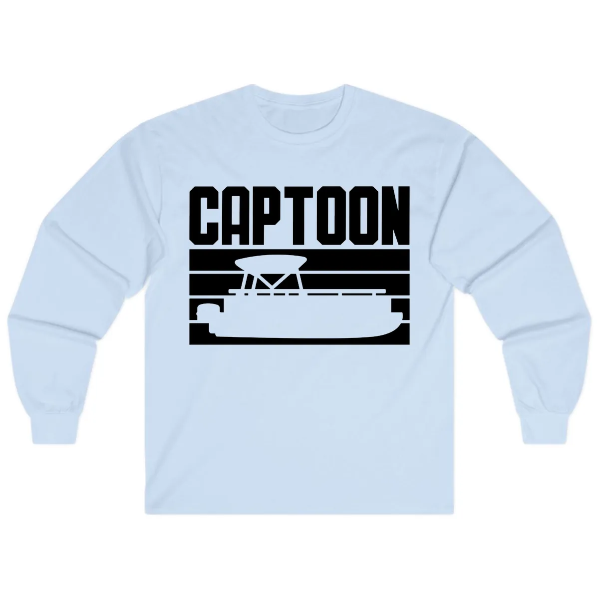 Pontoon Boat Captain Design Long Sleeve in Light Blue