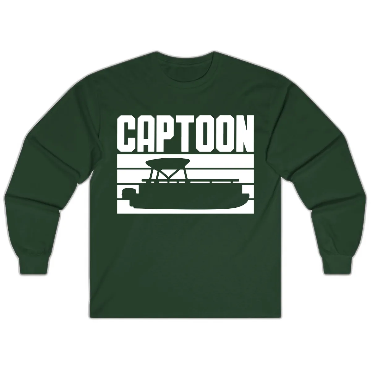 Pontoon Boat Captain Design Long Sleeve in Forest Green