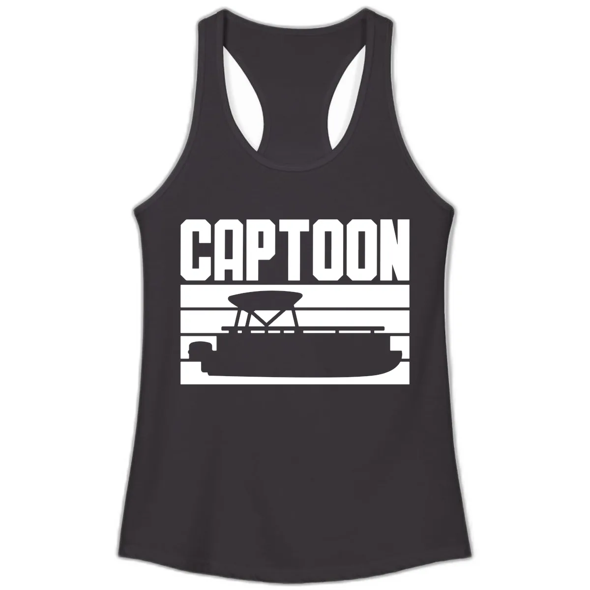 Pontoon Boat Captain Design Ladies Tank in Black