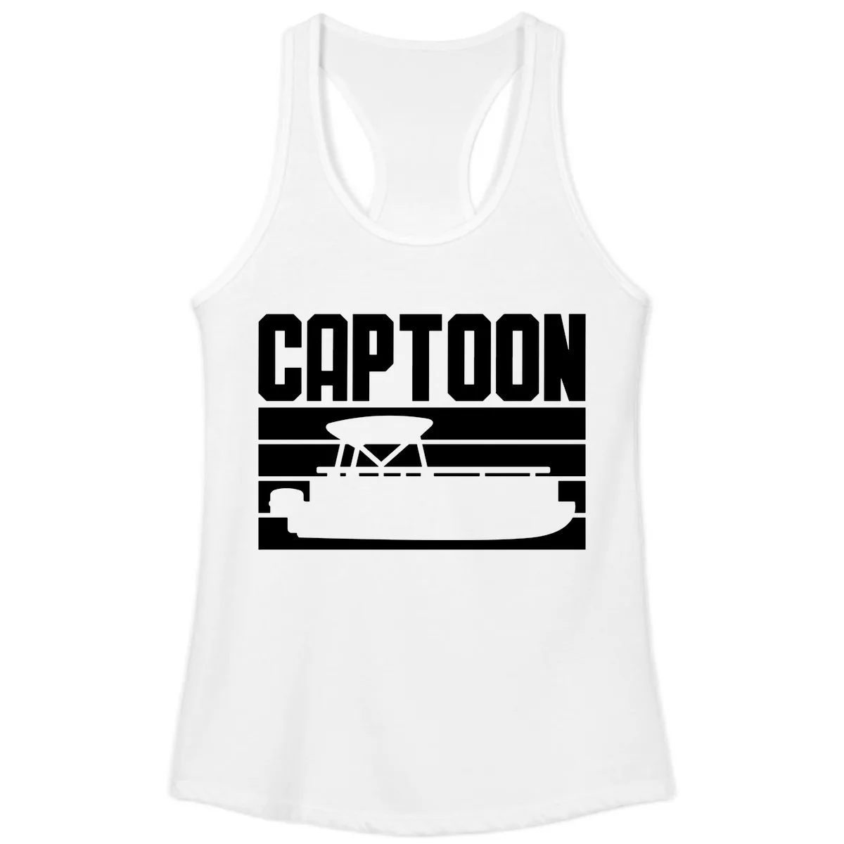 Pontoon Boat Captain Design Ladies Tank in White