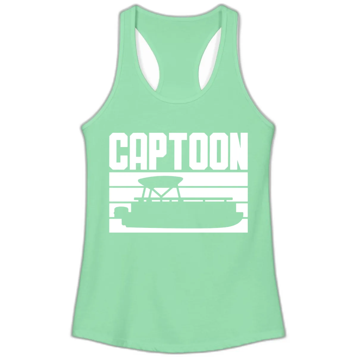 Pontoon Boat Captain Design Ladies Tank in Solid Mint