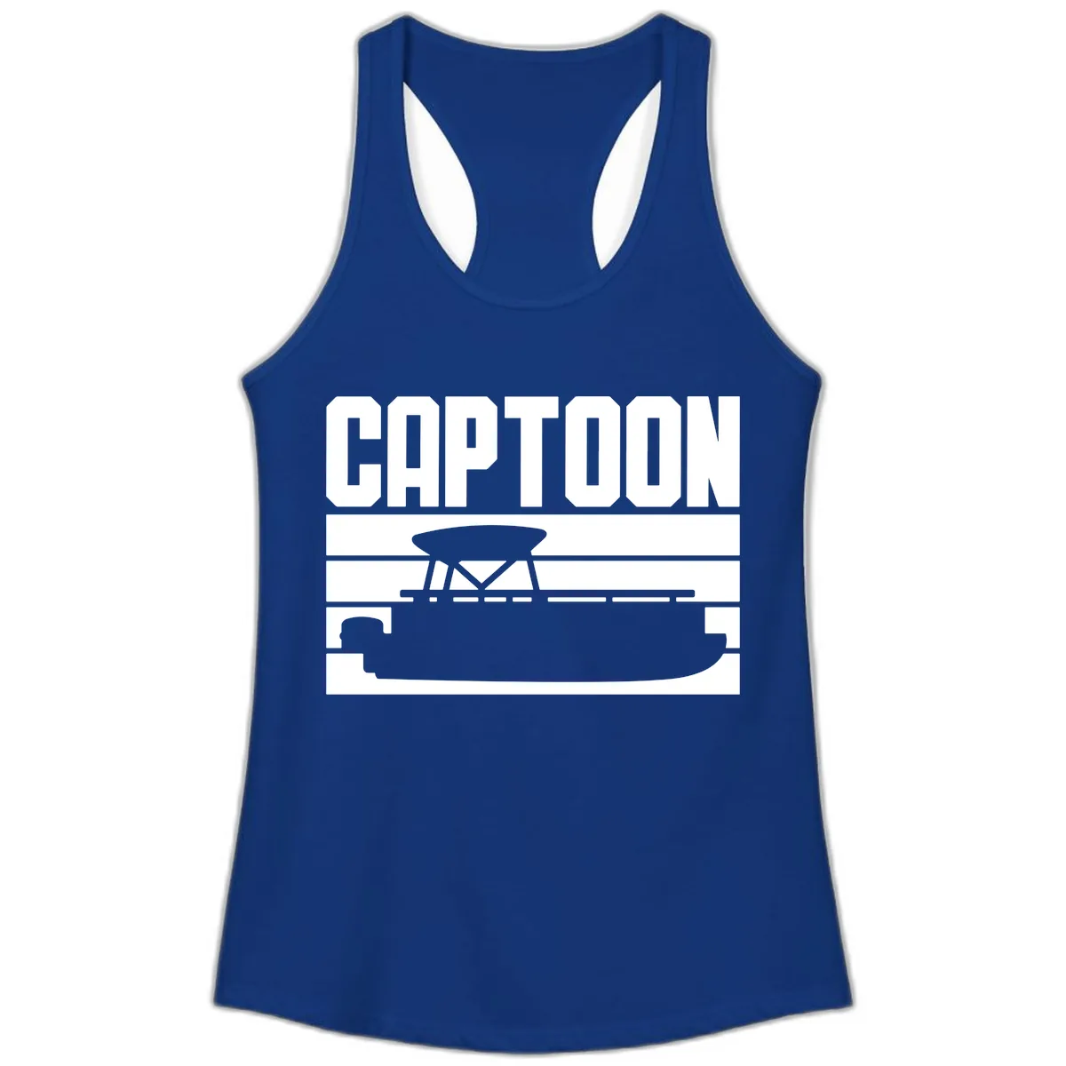 Pontoon Boat Captain Design Ladies Tank in Solid Royal