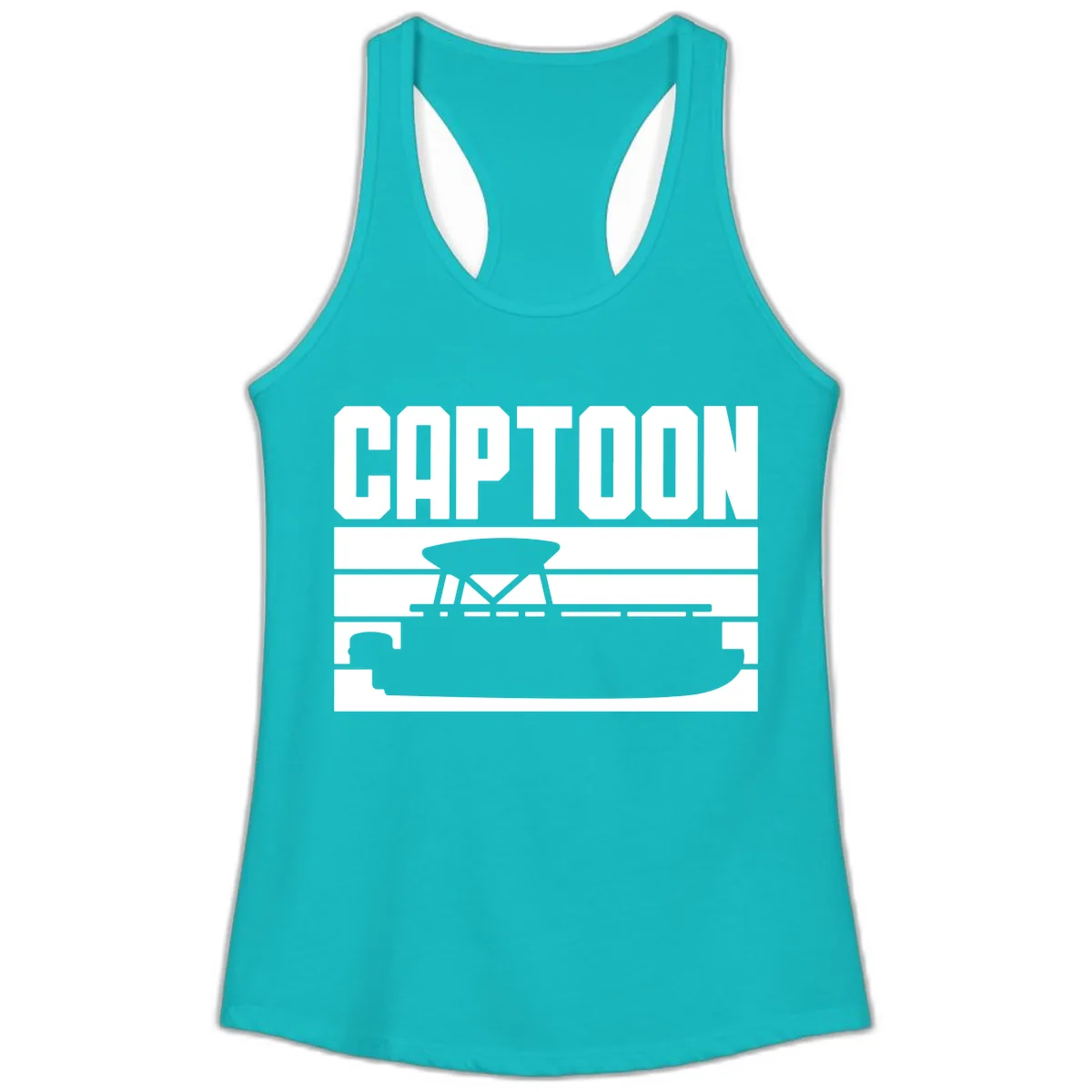 Pontoon Boat Captain Design Ladies Tank in Tahiti Blue