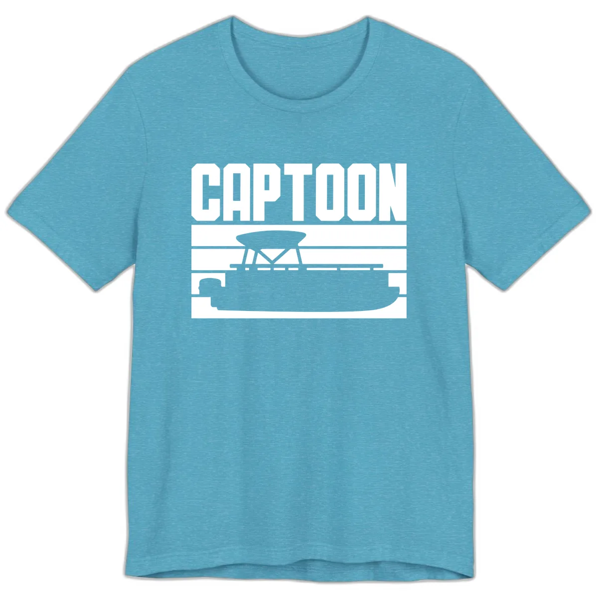 Pontoon Boat Captain Design Premium T-Shirt in Heather Aqua