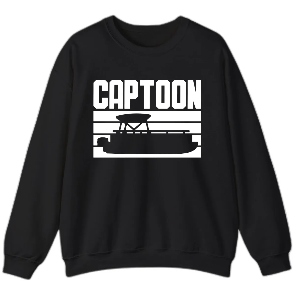 Pontoon Boat Captain Design Sweatshirt in Black