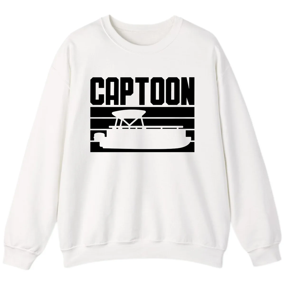 Pontoon Boat Captain Design Sweatshirt in White