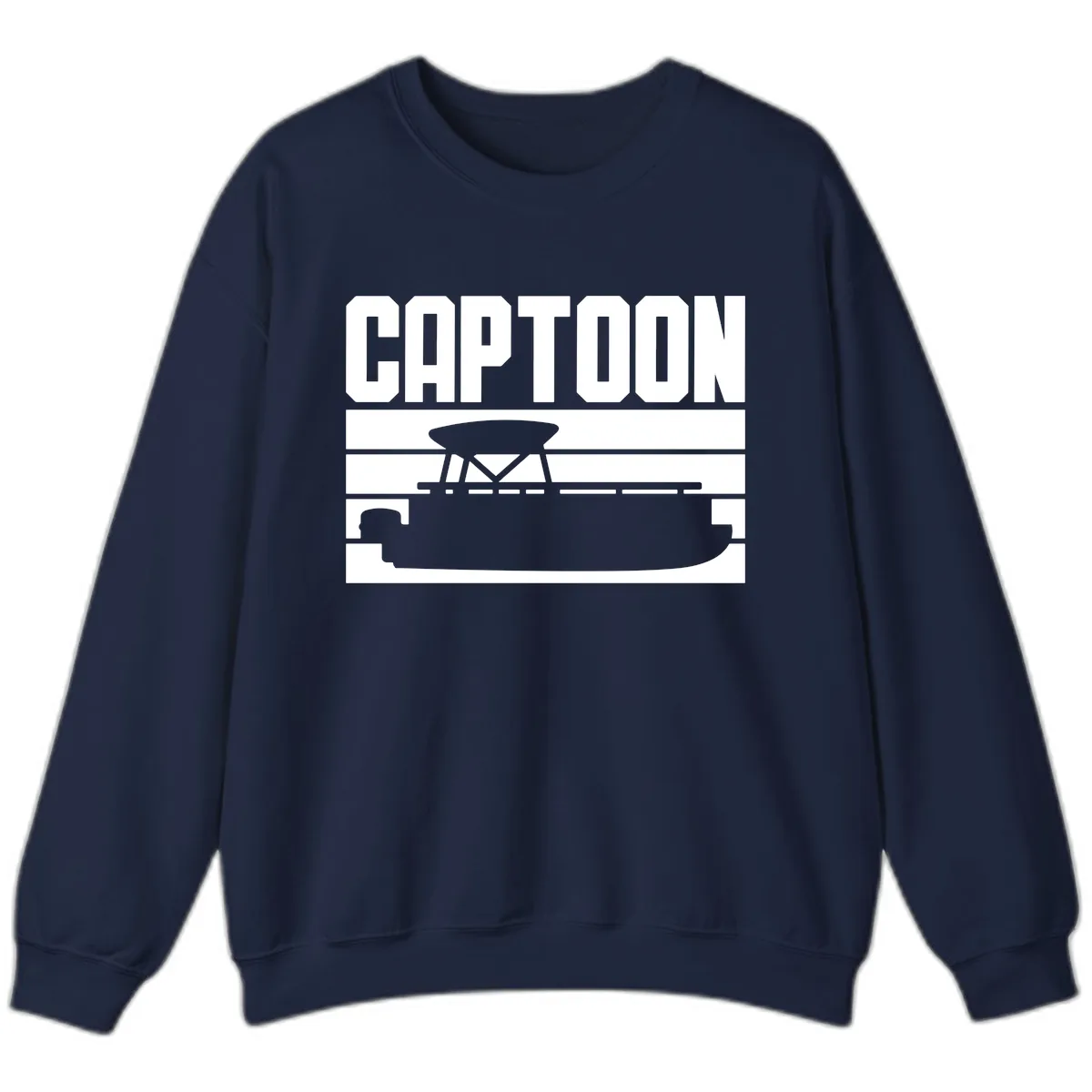 Pontoon Boat Captain Design Sweatshirt in Navy