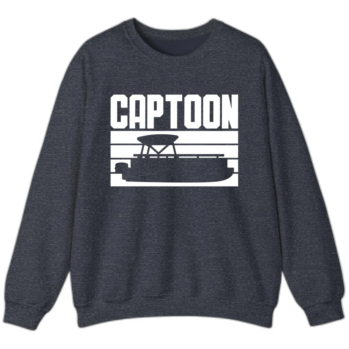 Pontoon Boat Captain Design Sweatshirt in Heather Sport Dark Navy